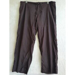 Perry Ellis 42x30 Linen Roll Tab Hem Casual Coastal Vacation Pants Brown Pockets